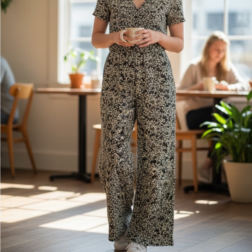 ASOS Monochrome Floral Jumpsuit